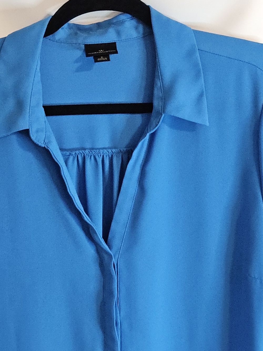 Worthington Bright Blue Button-Front Blouse